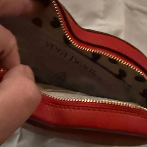 New NWT Vera Bradley Goji Berry Red Verona Heart Crossbody Bag Purse leather - Picture 6 of 10